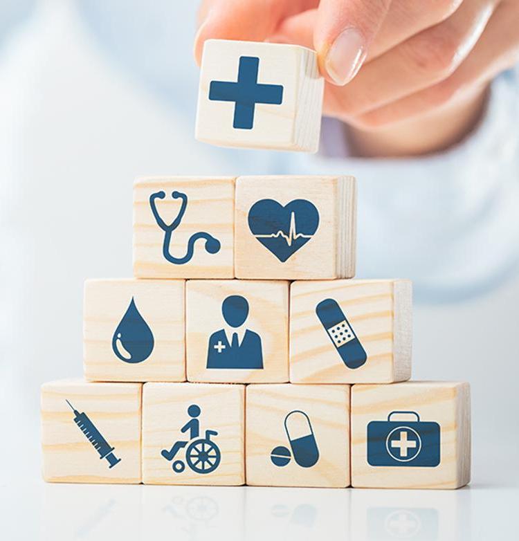 Blocks with medical icons