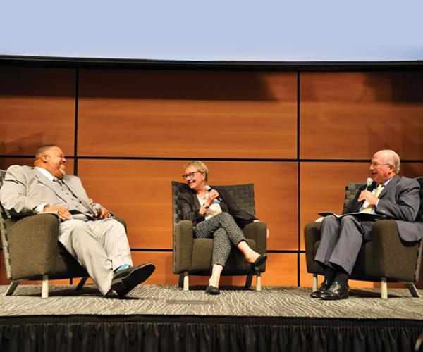 Photo with Bill Koehler (left), 劳拉·布隆伯格 (center), and 迈克尔Baston (right)